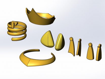Princess Jasmine bracer, bangle, suspension and earrings set (3D models)