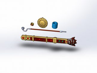 Medicine Seller sword, tobacco pipe, ring, mirror, hairpin 3d model